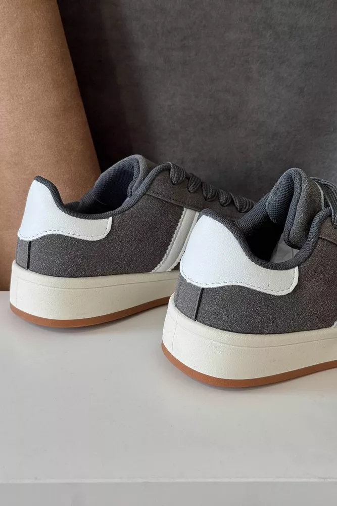 Купить Кеды женские замша, цвет темно-серый, 248RJH200 оптом - Фото №4