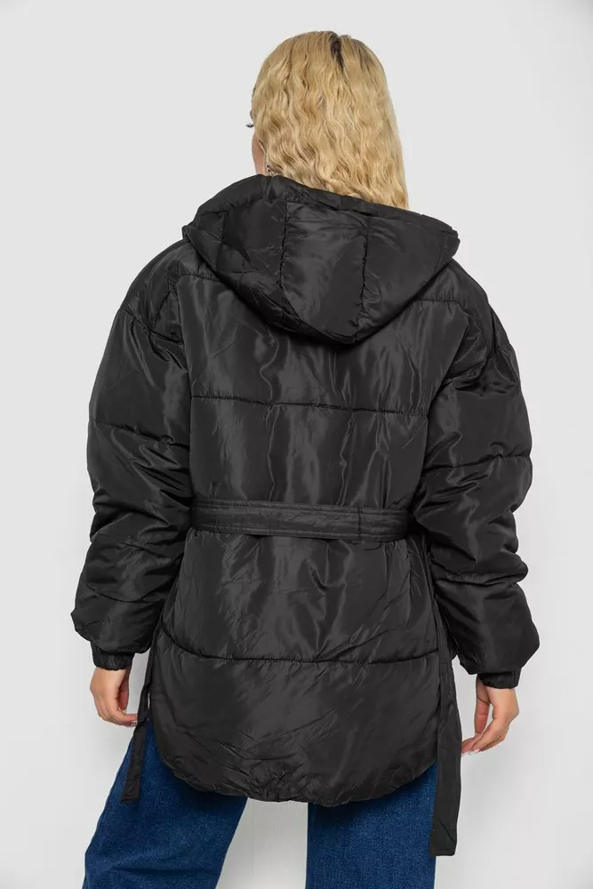 Купити Куртка жіноча демісезонна з поясом  -уцінка, колір чорний, 207R2023-U-4 - Фото №4
