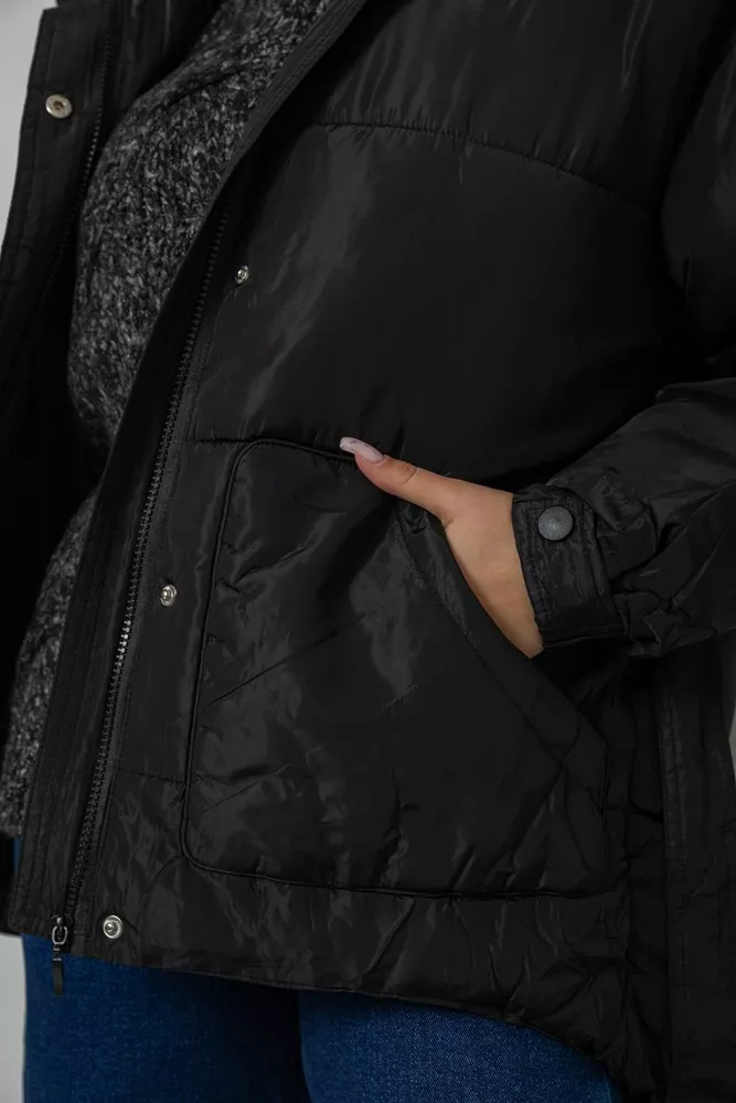 Купити Куртка жіноча демісезонна з поясом  -уцінка, колір чорний, 207R2023-U-4 - Фото №6