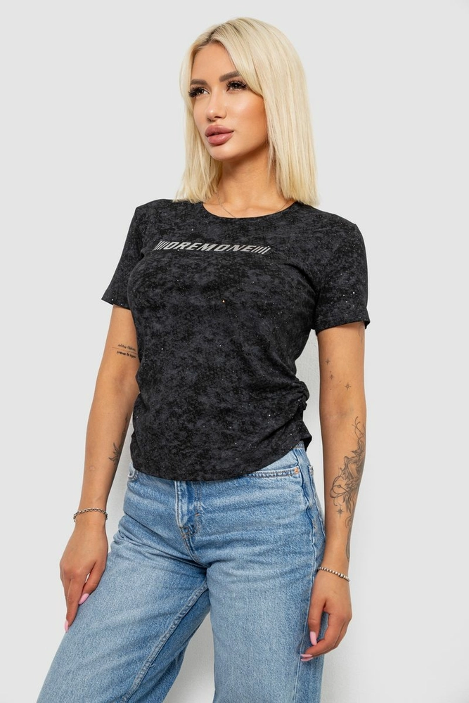 Купить Футболка женская с принтом, цвет черный, 221R3307 - Фото №3