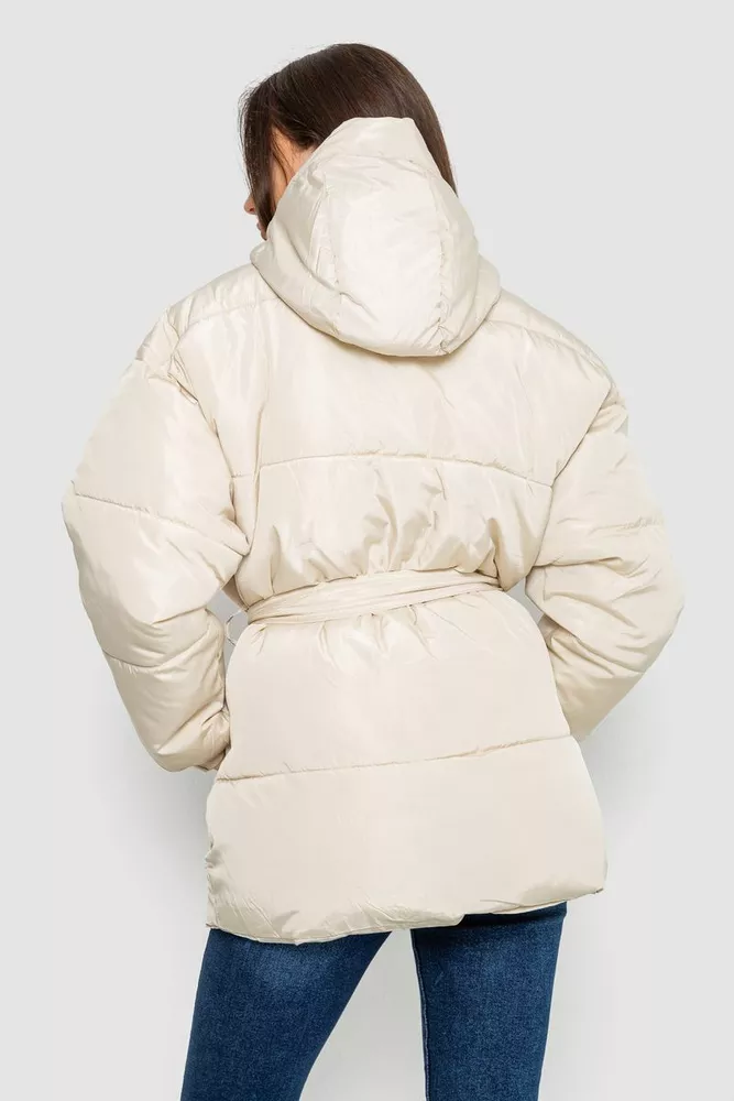 Купить Куртка женская демисезонная с поясом  -уценка, цвет светло-бежевый, 207R005-U-3 оптом - Фото №4