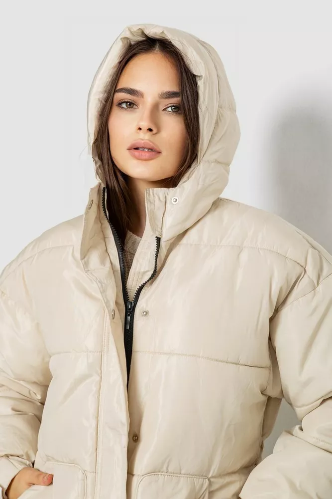Купить Куртка женская демисезонная с поясом  -уценка, цвет светло-бежевый, 207R005-U-3 оптом - Фото №6