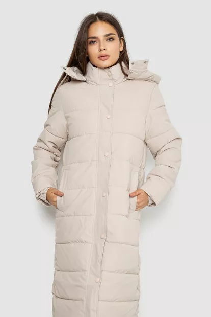 Куртка жіноча подовжена батал  -уцінка, колір світло-бежевий, 207R006-1-U-1