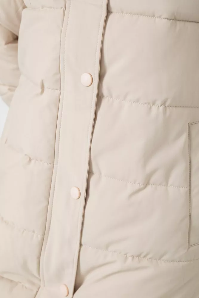 Купити Куртка жіноча подовжена батал  -уцінка, колір світло-бежевий, 207R006-1-U-2 - Фото №6