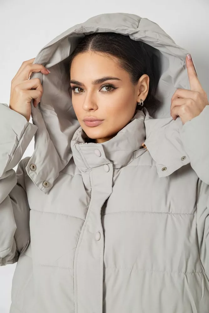 Купити Куртка жіноча подовжена батал  -уцінка, колір світло-оливковий, 207R006-1-U - Фото №5