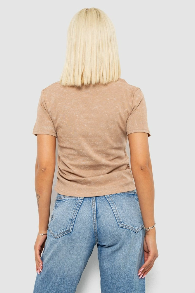 Купить Футболка женская с принтом, цвет бежевый, 221R3307 - Фото №4