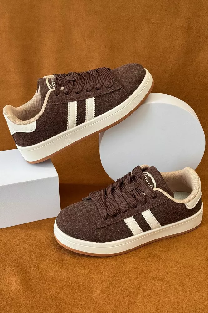 Купити Кеди жіночі замша, колір коричневий, 248RJH200 - Фото №1