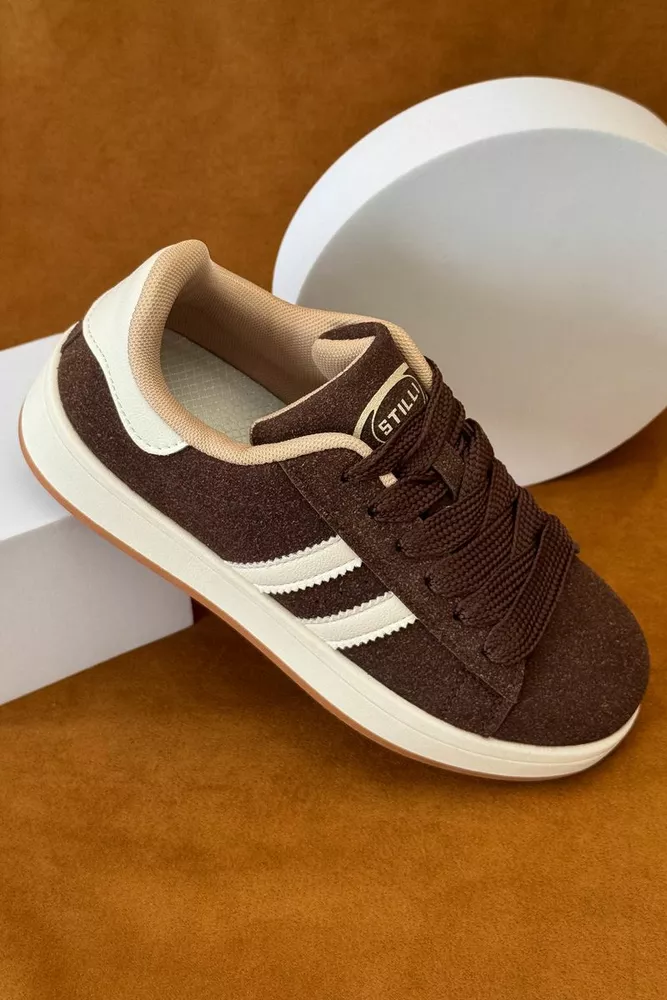 Купити Кеди жіночі замша, колір коричневий, 248RJH200 - Фото №2