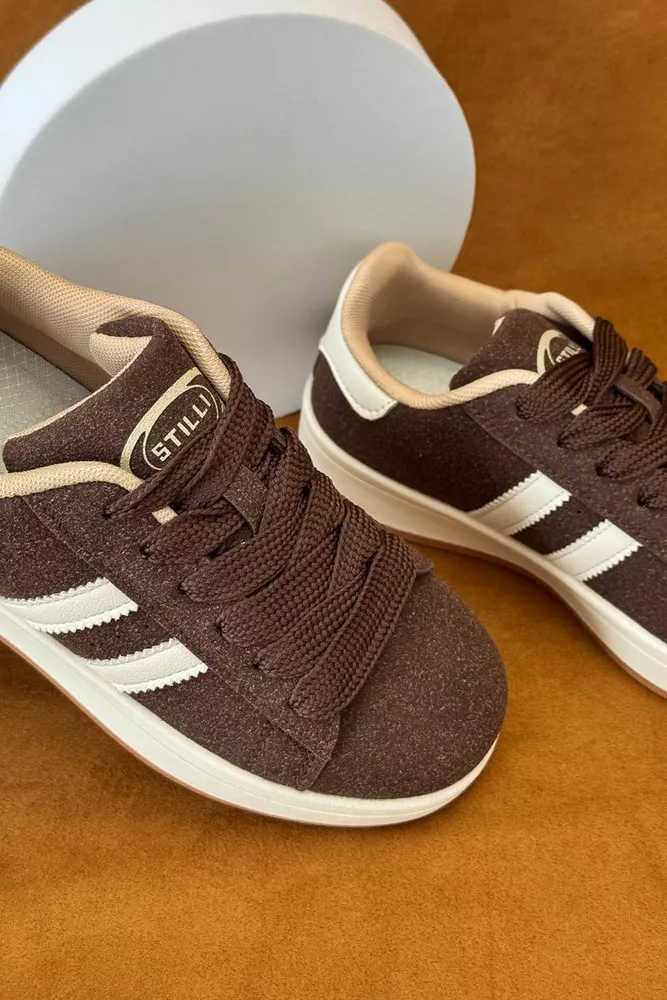 Купити Кеди жіночі замша, колір коричневий, 248RJH200 - Фото №3