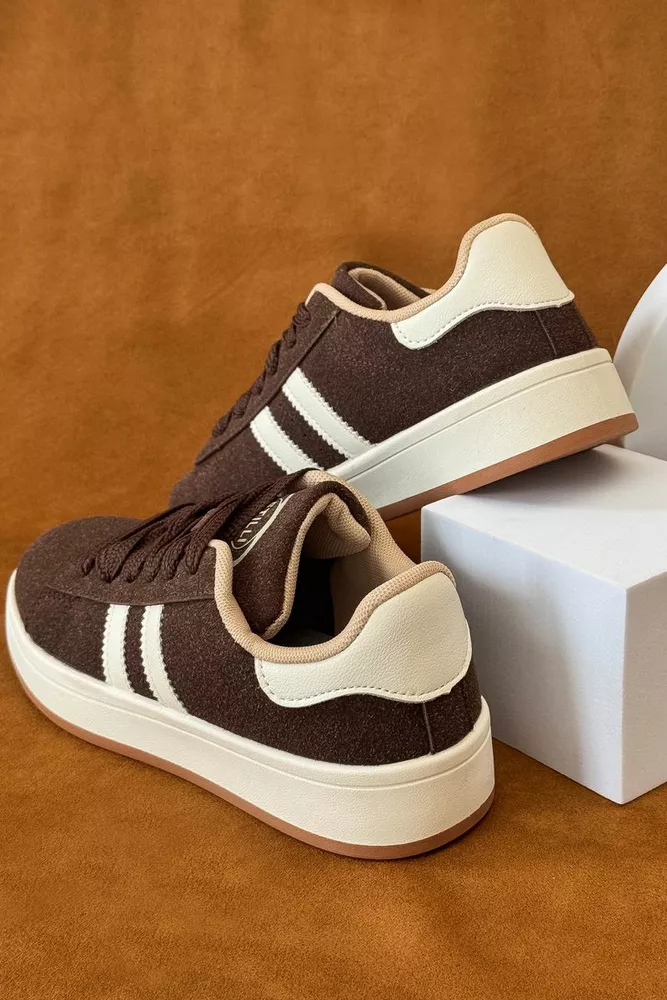 Купити Кеди жіночі замша, колір коричневий, 248RJH200 - Фото №4