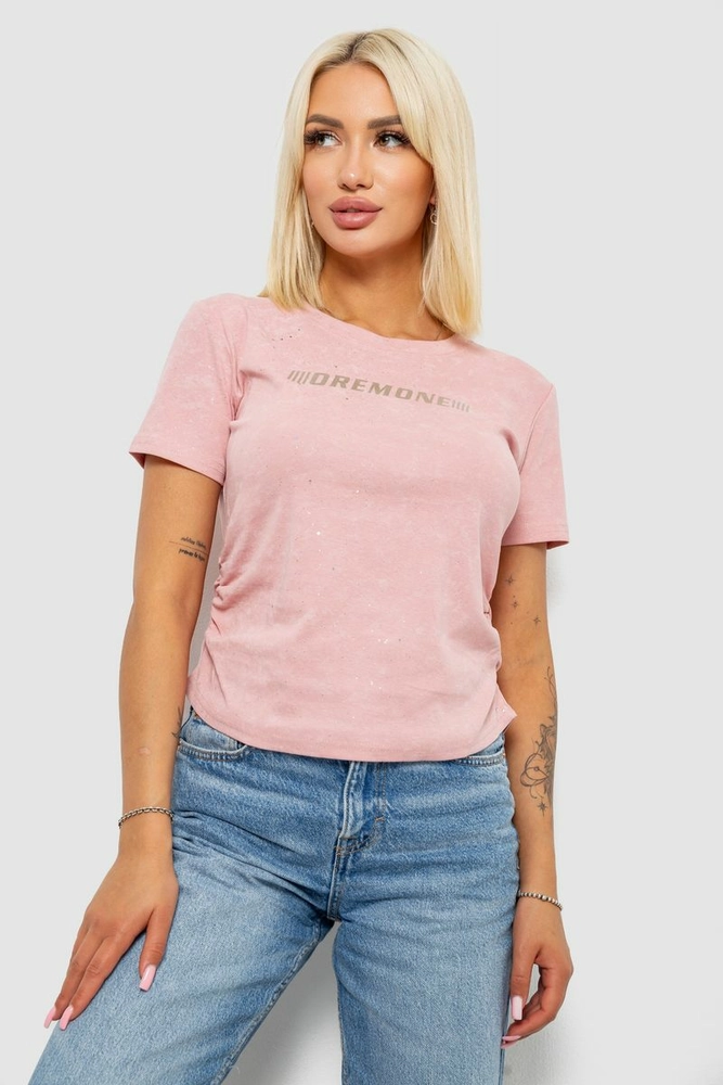 Купить Футболка женская с принтом, цвет розовый, 221R3307 - Фото №1