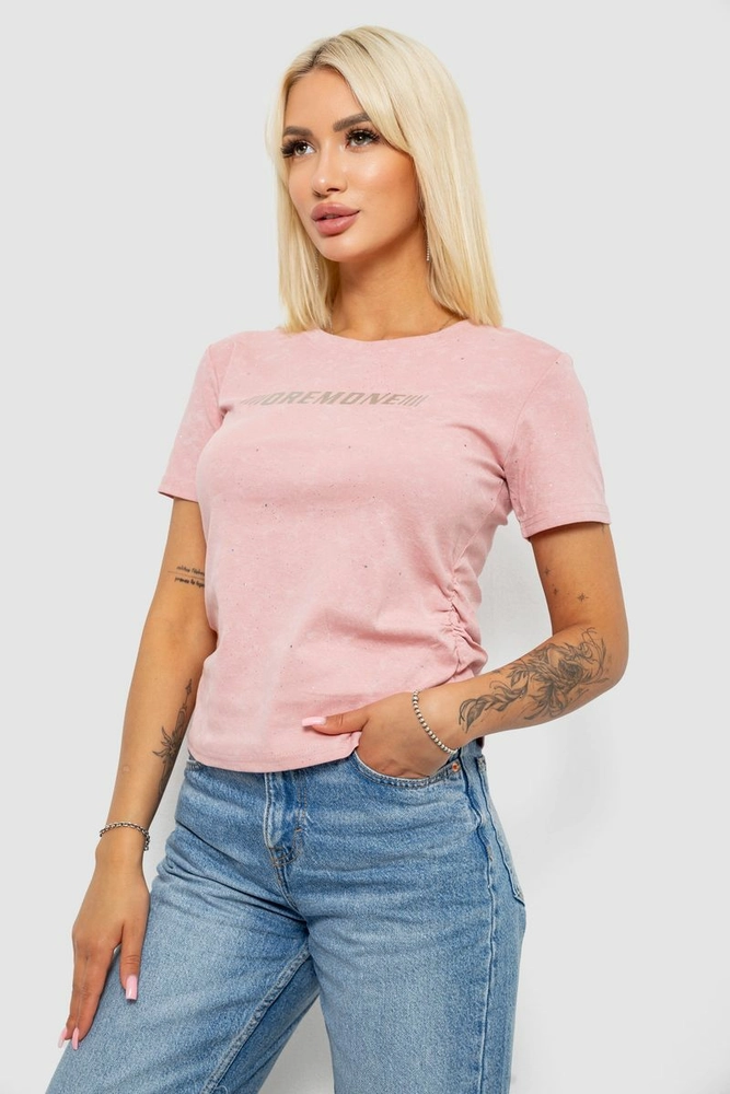 Купить Футболка женская с принтом, цвет розовый, 221R3307 - Фото №3