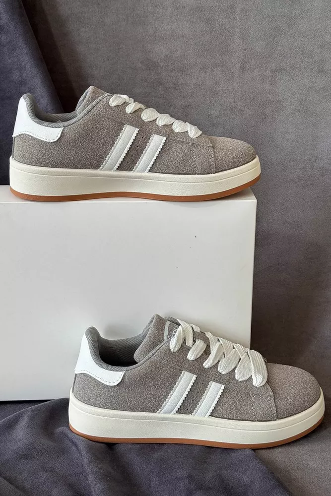 Купити Кеди жіночі замша, колір сірий, 248RJH200 оптом - Фото №1