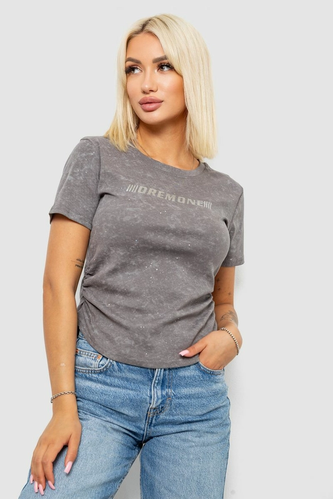 Купить Футболка женская с принтом, цвет серый, 221R3307 - Фото №1