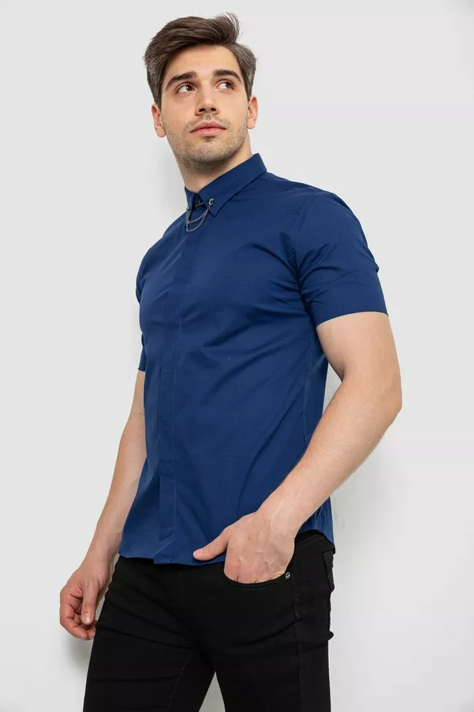 Купить Рубашка мужская однотонная  -уценка, цвет синий, 214R6917-U - Фото №3
