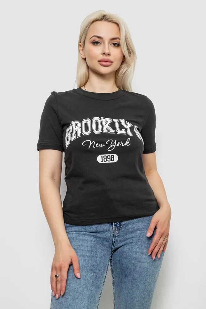 Купити Жіноча футболка з принтом, колір грифельний, 241R137 - Фото №1