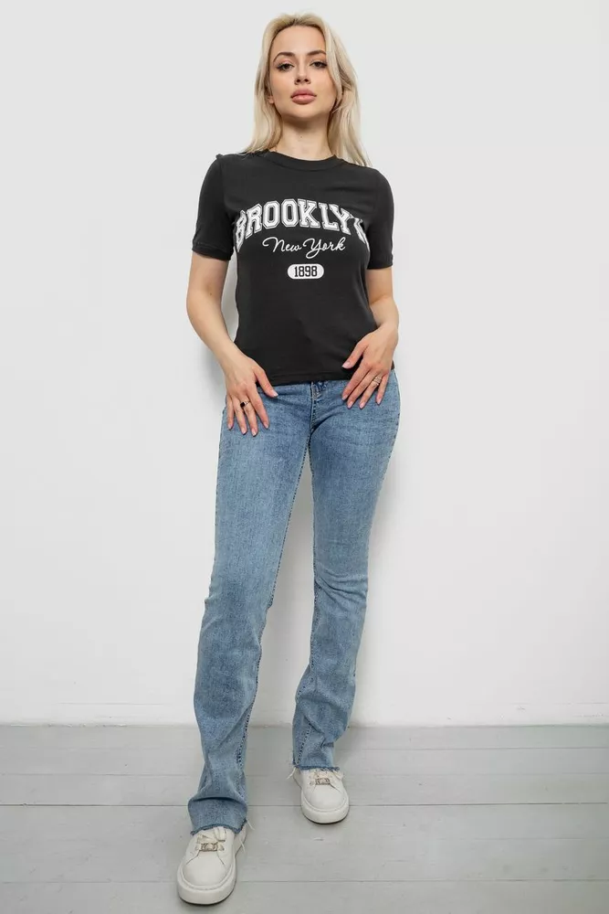 Купити Жіноча футболка з принтом, колір грифельний, 241R137 - Фото №2