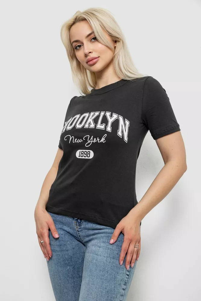 Купити Жіноча футболка з принтом, колір грифельний, 241R137 - Фото №3