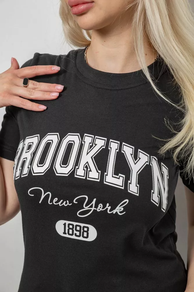 Купити Жіноча футболка з принтом, колір грифельний, 241R137 - Фото №5