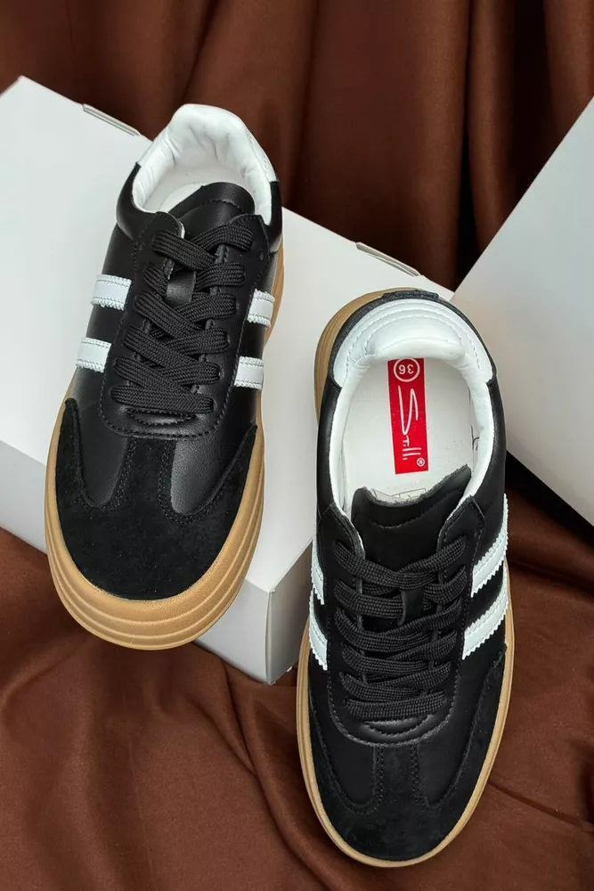 Купить Кроссовки женские демисезонные, цвет черно-бежевый, 248RCX1580-3 - Фото №3