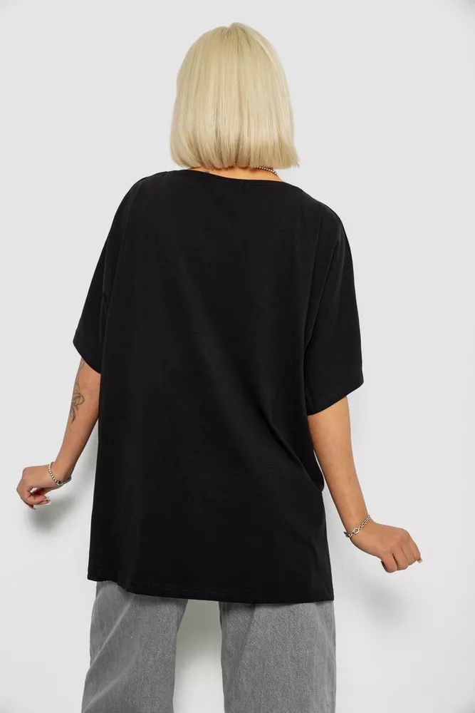 Купити Футболка жіноча з принтом, колір чорний, 244R6005-1 - Фото №4