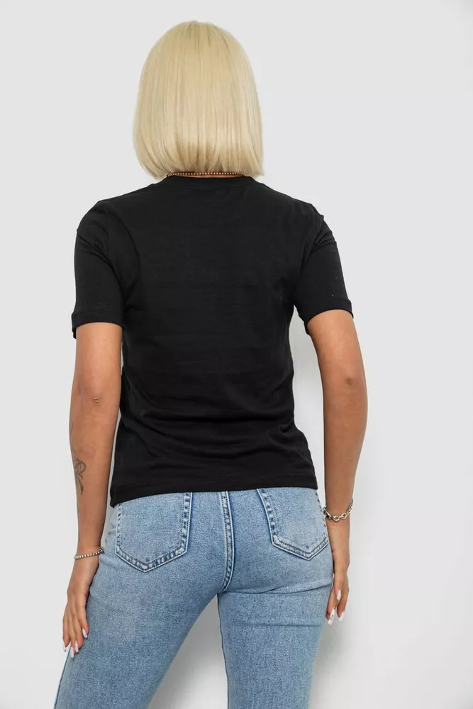 Купити Жіноча футболка з принтом, колір чорний, 241R137 - Фото №4