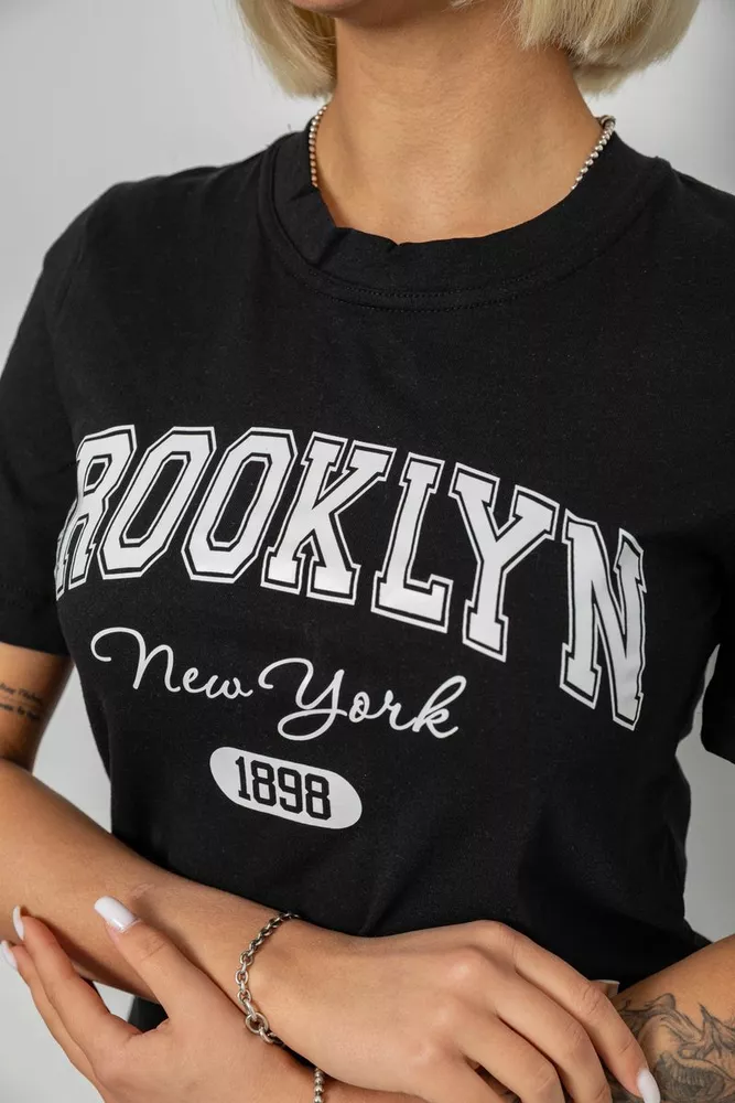 Купити Жіноча футболка з принтом, колір чорний, 241R137 - Фото №5