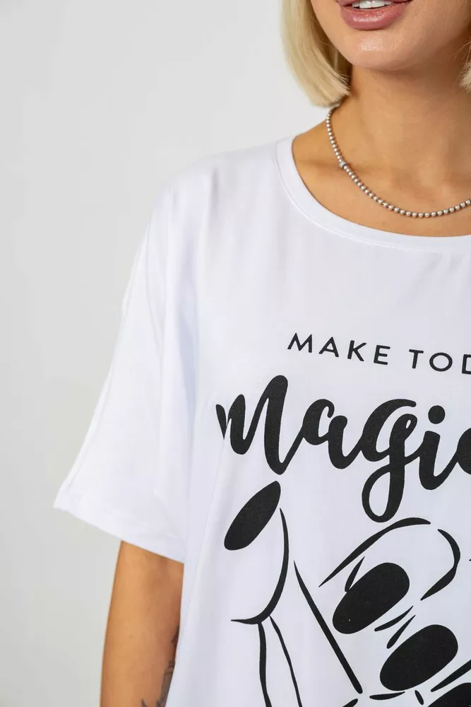 Купити Футболка жіноча з принтом, колір білий, 244R6005-1 - Фото №5