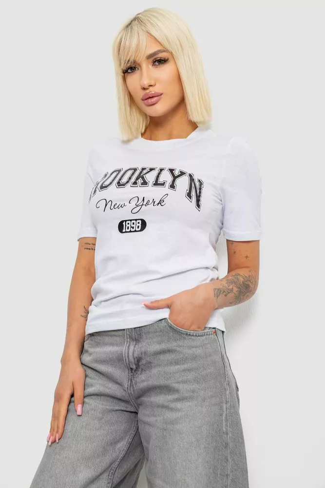 Купить Футболка женская с принтом, цвет белый, 241R137 - Фото №3