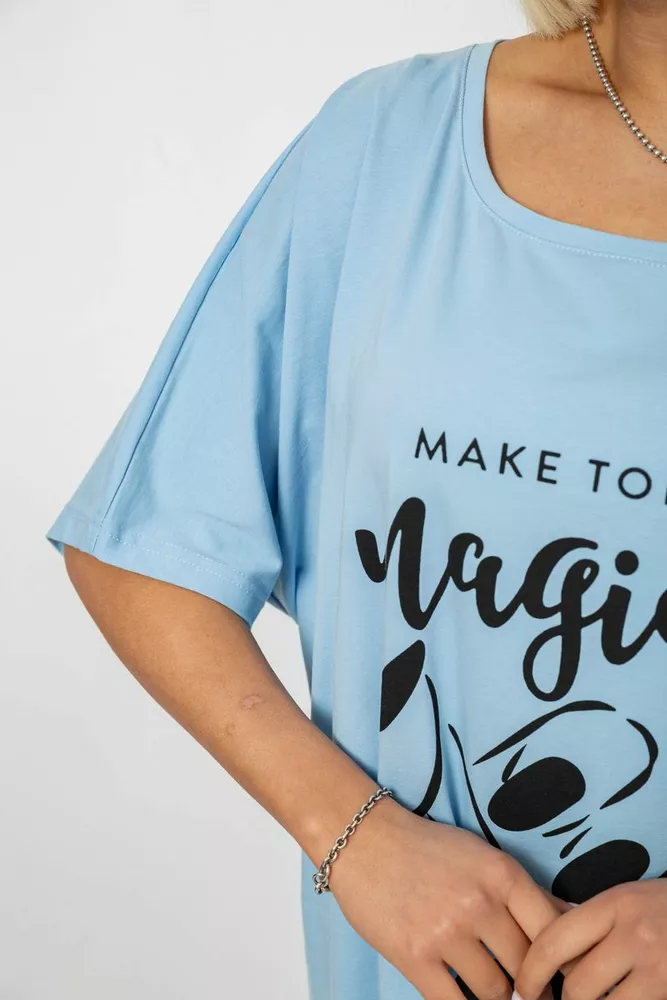 Купити Футболка жіноча з принтом, колір блакитний, 244R6005-1 - Фото №5