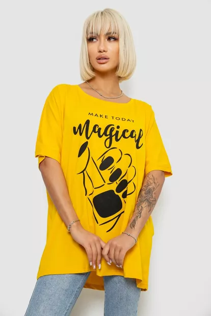 Футболка жіноча з принтом, колір жовтий, 244R6005-1