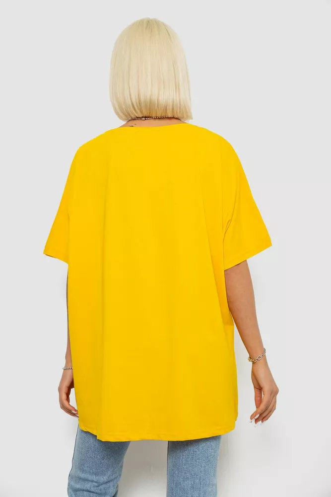 Купити Футболка жіноча з принтом, колір жовтий, 244R6005-1 - Фото №4