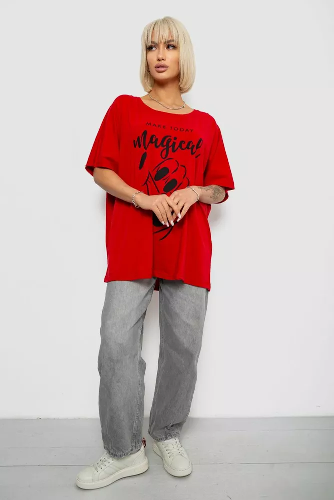 Купить Футболка женская с принтом, цвет красный, 244R6005-1 - Фото №2