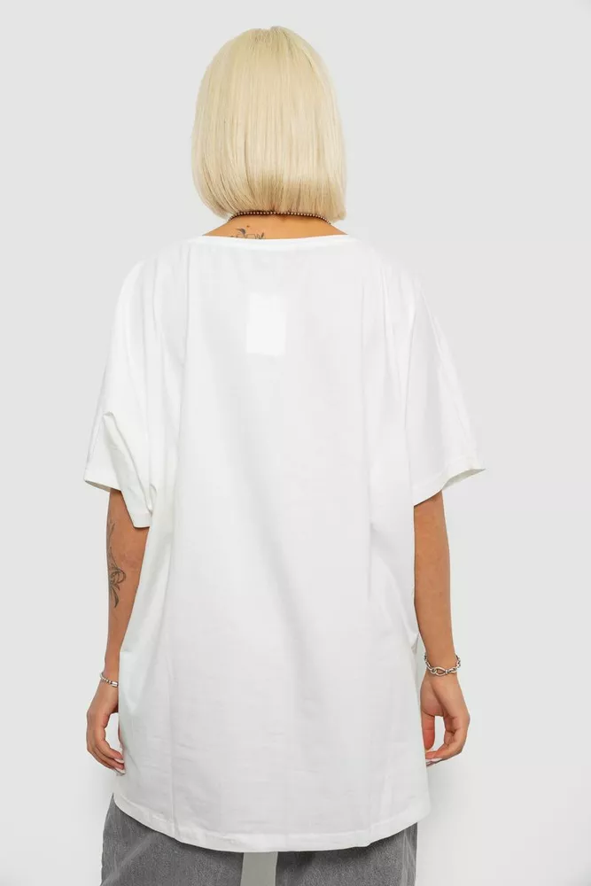 Купити Футболка жіноча з принтом, колір молочний, 244R6005-1 - Фото №4