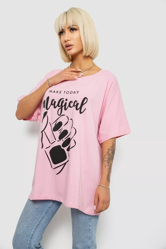 Купити Футболка жіноча з принтом, колір рожевий, 244R6005-1 - Фото №3