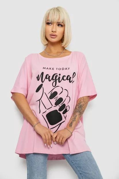 Футболка жіноча з принтом, колір рожевий, 244R6005-1