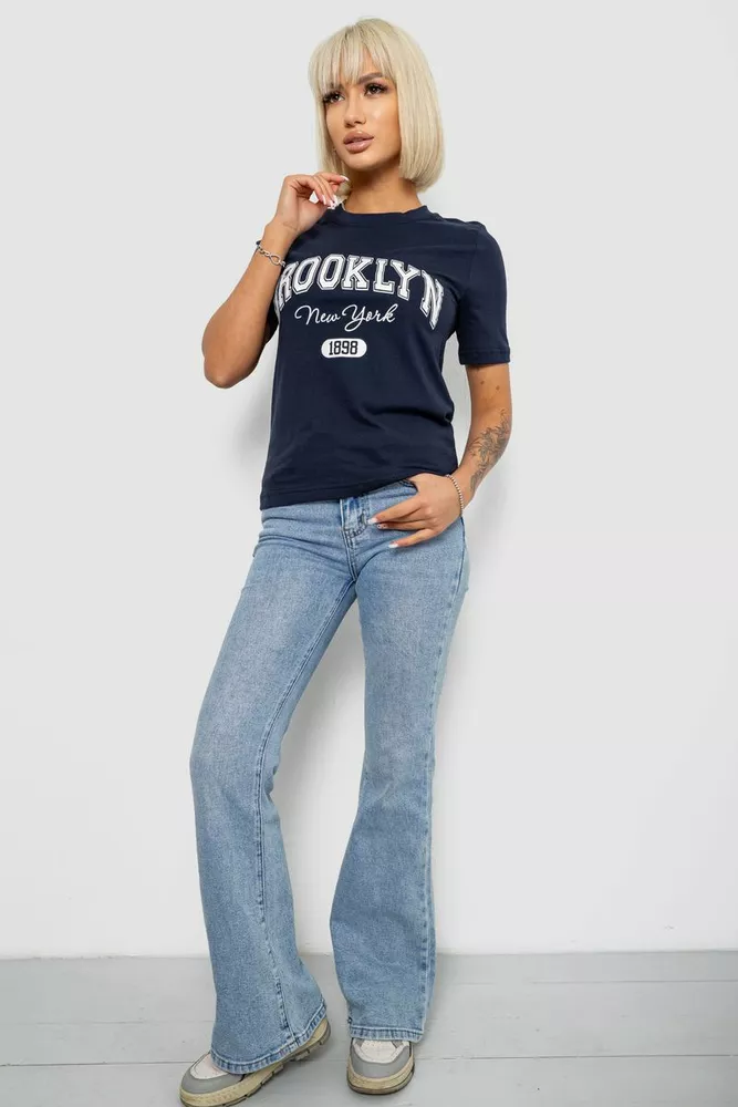 Купити Жіноча футболка з принтом, колір синій, 241R137 - Фото №2