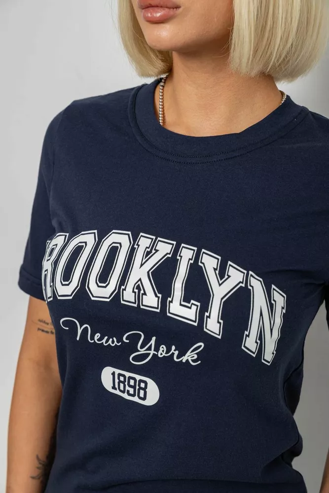 Купити Жіноча футболка з принтом, колір синій, 241R137 - Фото №5