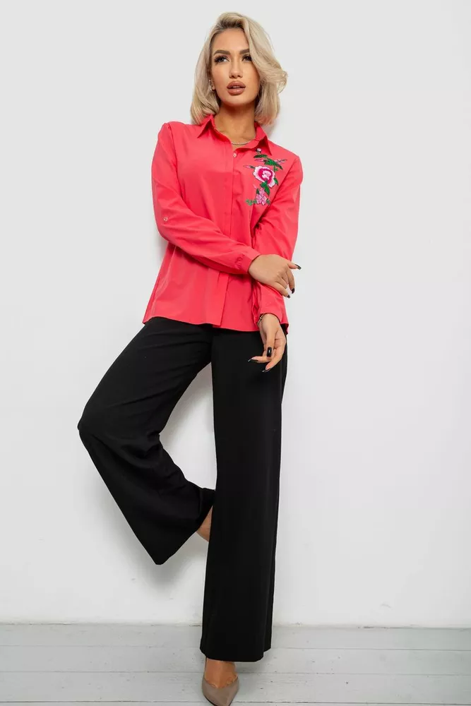 Купить Рубашка женская классическая с аппликацией, цвет коралловый, 230R014-1 - Фото №2