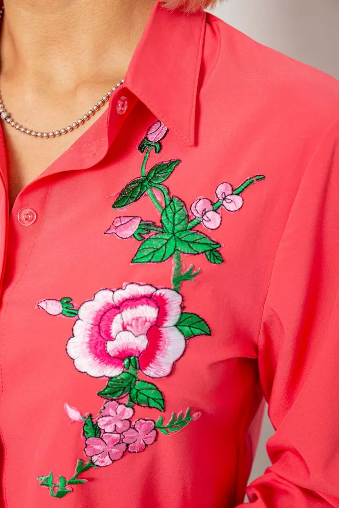 Купить Рубашка женская классическая с аппликацией, цвет коралловый, 230R014-1 - Фото №5