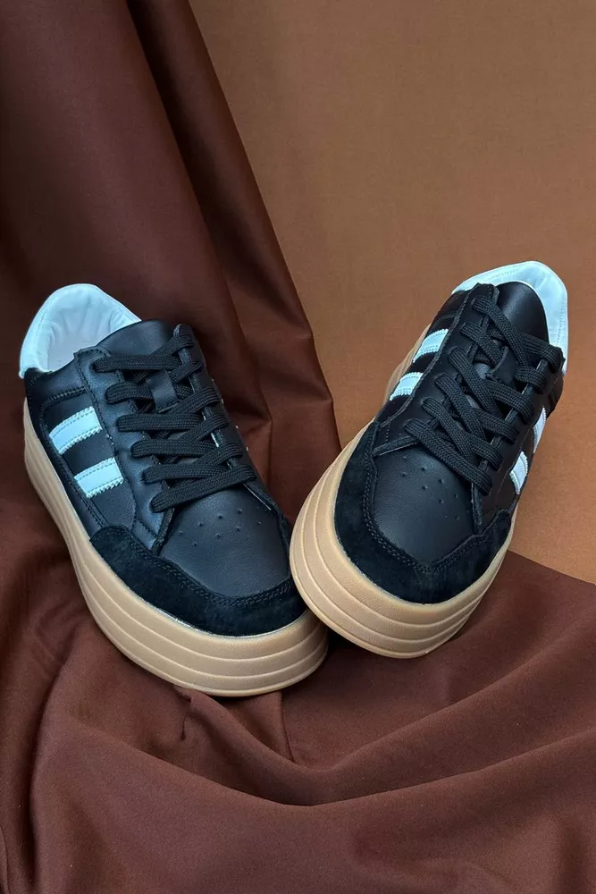 Купить Кроссовки женские демисезонные, цвет черно-бежевый, 248RCX1590-4 - Фото №2