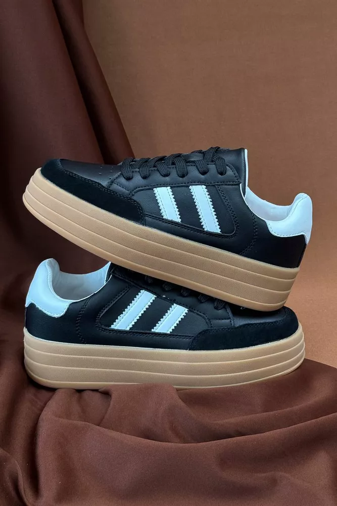 Купить Кроссовки женские демисезонные, цвет черно-бежевый, 248RCX1590-4 - Фото №1