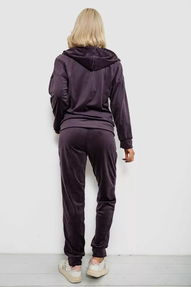 Купити Спортивний костюм жіночий велюровий  -уцінка, колір темно-сливовий, 257R4119-U-7 - Фото №4