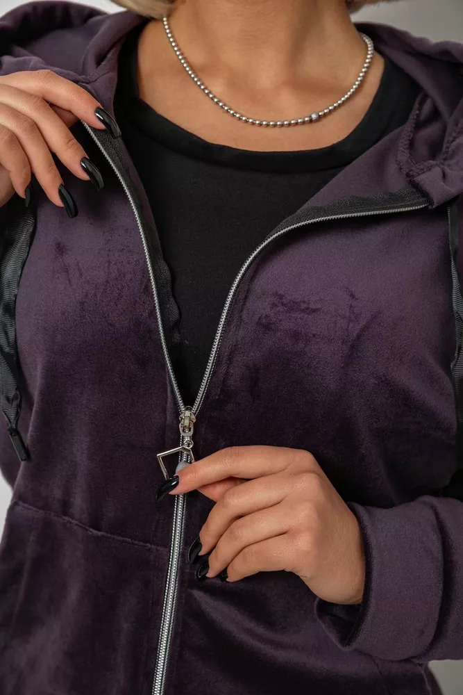 Купити Спортивний костюм жіночий велюровий  -уцінка, колір темно-сливовий, 257R4119-U-7 - Фото №5