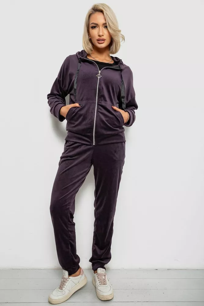 Купити Спортивний костюм жіночий велюровий  -уцінка, колір темно-сливовий, 257R4119-U-7 - Фото №1