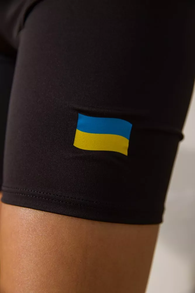 Купити Жіночі велотреки, з патріотичним принтом, колір Чорний, 172R006-1 - Фото №5