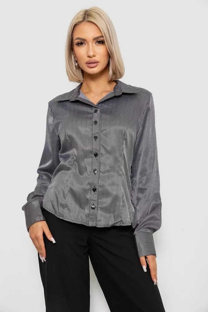 Купить Рубашка классическая в полоску  -уценка, цвет черно-белый, 230R66-1-U-95 - Фото №1
