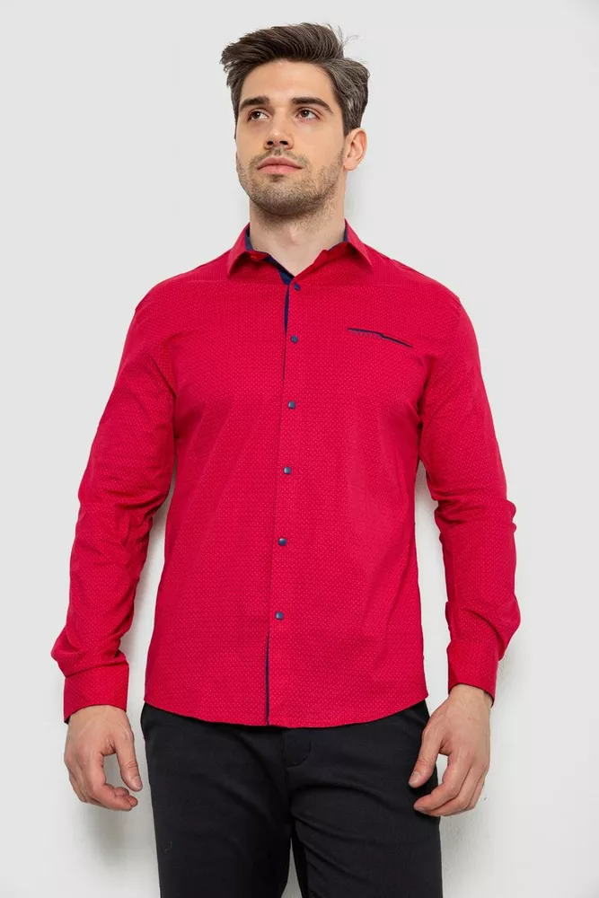 Купити Сорочка чоловіча з принтом  -уцінка, колір червоний, 214R7094-1-U - Фото №2