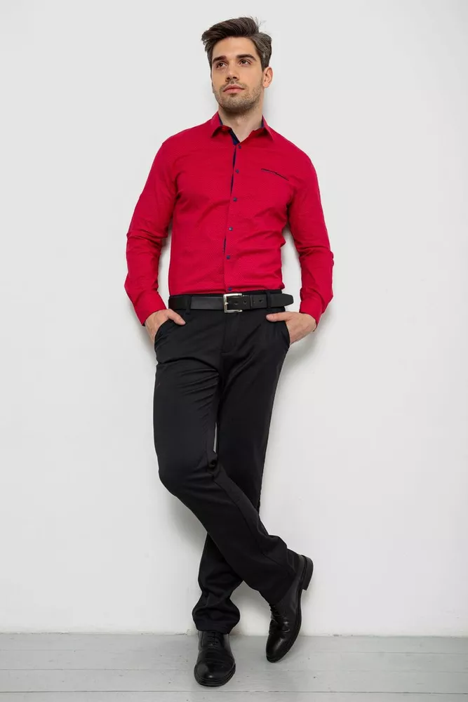 Купити Сорочка чоловіча з принтом  -уцінка, колір червоний, 214R7094-1-U - Фото №3