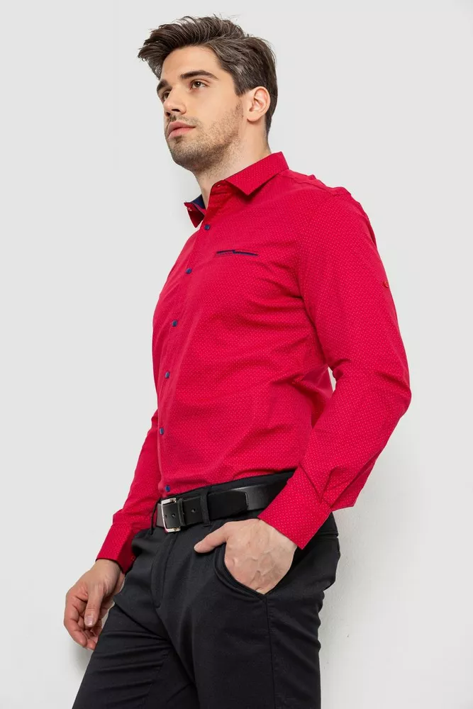 Купити Сорочка чоловіча з принтом  -уцінка, колір червоний, 214R7094-1-U - Фото №4